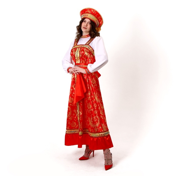 Карнавальный костюм &laquo;Самоцветы&raquo;: платье, кокошник, косынка в руку, р-р 42-44