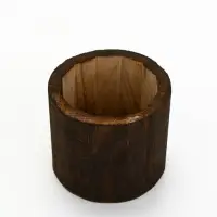 Стеклянная ваза с деревянной подставкой, 10х25,5х10 см