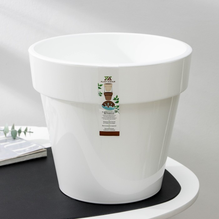 Кашпо для цветов со вставкой &laquo;Порто&raquo;, 9 л, цвет белый