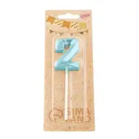 Свеча в торт на шпажке &laquo;Алмаз&raquo;, цифра 2, голубая, 5 см