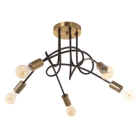 Люстра "Узел" 5х40Вт Е27 черный/латунь 52х52х36см