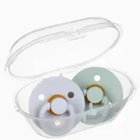 Набор классических пустышек, 2 шт., латекс, зелёный/серый, в контейнере, от 3 мес., M&B