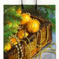 Пакет "Новогодние сокровища", полиэтиленовый с пластиковой ручкой, 38х45 см, 90 мкм