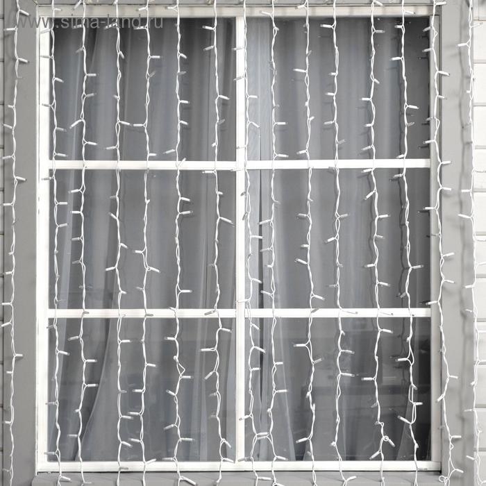 Гирлянда &laquo;Занавес&raquo; 2 &times; 3 м, IP65, УМС, белая нить каучук, 600 LED, свечение тёплое белое, 220 В