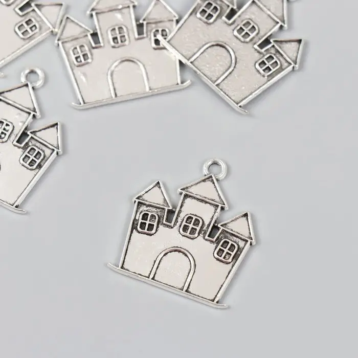 Металлический элемент, декоративная подвеска &laquo;Арт Узор. Замок&raquo;, серебро, 2.4&times;2.1 см