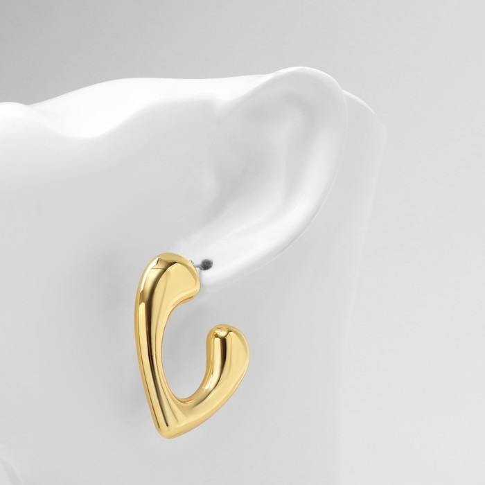 Серьги пластик &laquo;Сердце&raquo; биение, цвет золото