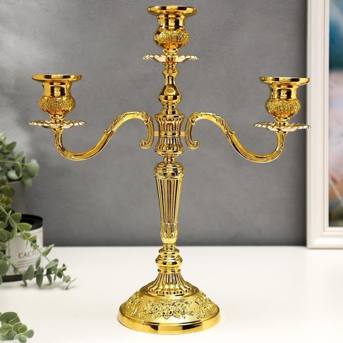 Металлический подсвечник на 3 свечи &laquo;Канделябр. Орнамент из роз&raquo;, 36&times;31.5&times;12.5 см