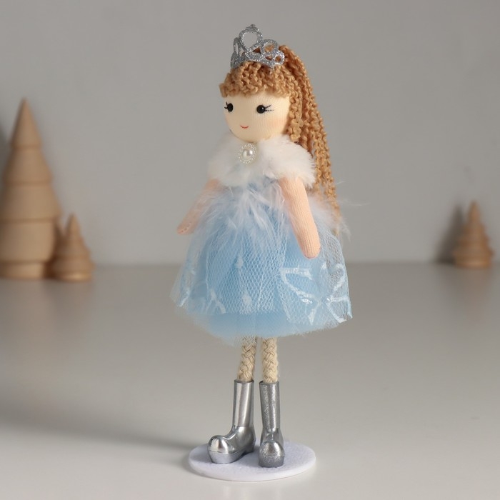 Кукла интерьерная Кукла интерьерная "Принцесса в синем платье с белым воротничком" 5,5х6,5х18 см