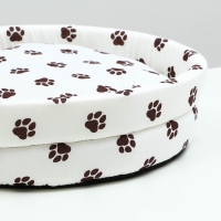 Лежанка Lowcost круглая, поплин, 40 х 40 х 12 см, белая с лапками Лежанка Lowcost круглая, поплин, 40 х 40 х 12 см, белая с лапками