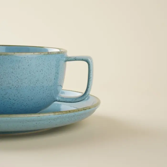 Чайная пара фарфоровая SL Home &laquo;Аззура&raquo;, 2 предмета: чашка 300 мл, блюдце d=16,5 см, цвет бирюзовый