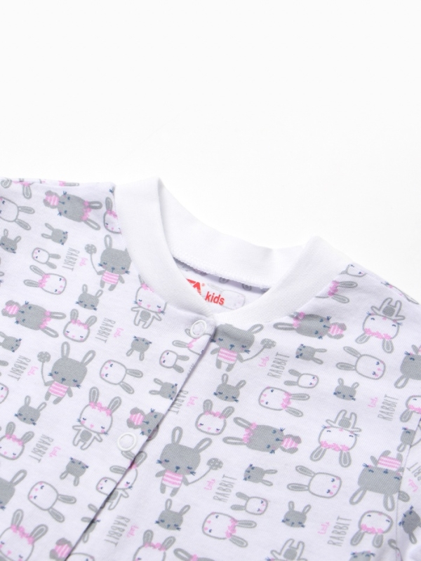 Кофточка детская ATA kids &laquo;Зайки&raquo;, белая/розовая, рост 68