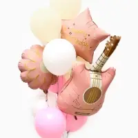 Воздушные шары "Розовая гитара" фольга, латекс, набор 12 штук