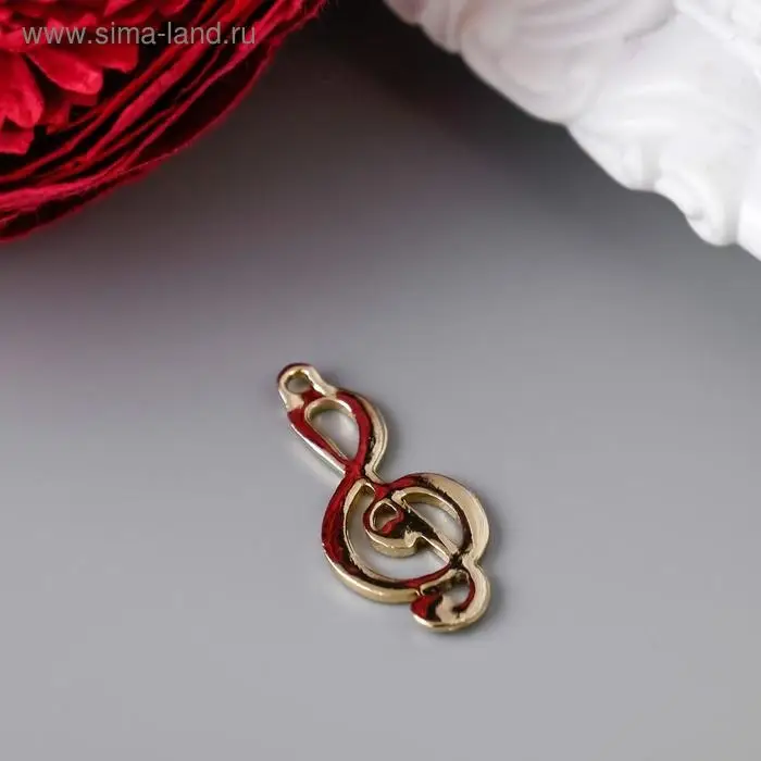 Металлический элемент, декоративная подвеска &laquo;Арт Узор. Скрипичный ключ&raquo;, золото, 2.9&times;1.3 см