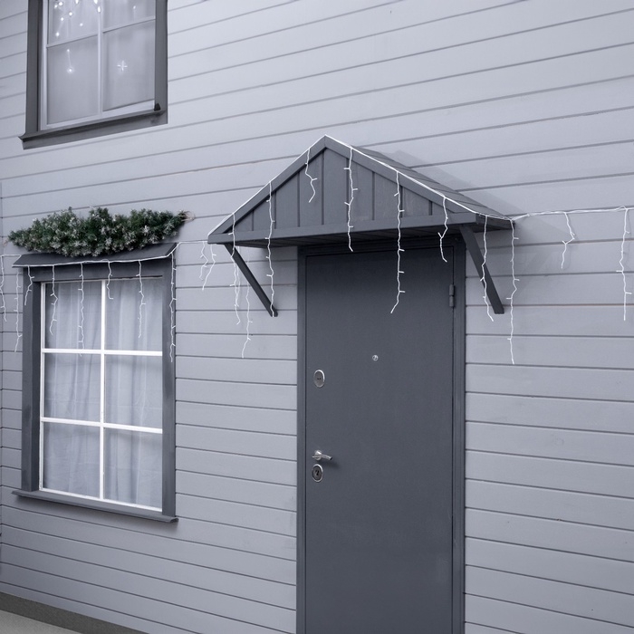 Гирлянда &laquo;Бахрома&raquo; 6 &times; 0.7 м, IP44, УМС, белая нить, 120 LED, свечение белое, 220 В