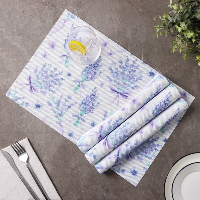 Салфетки сервировочные на стол Доляна &laquo;Спокойствие&raquo;, 4 шт, 45&times;30 см, цвет фиолетовый