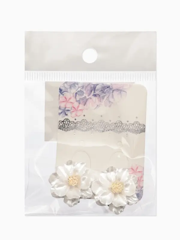 Клипсы "Цветочки" цвет белый в золоте