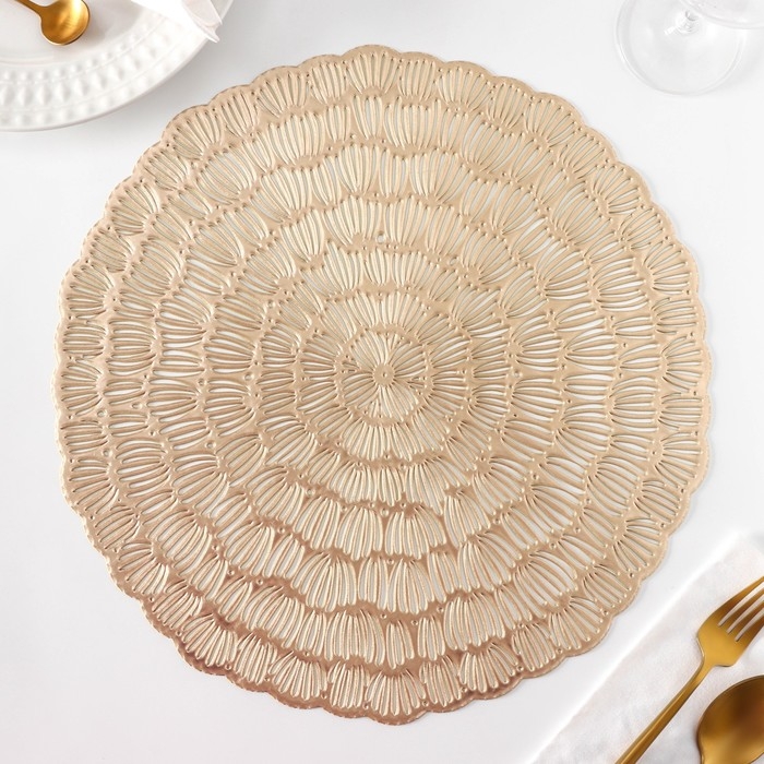 Салфетки сервировочные на стол Доляна &laquo;Бутоны&raquo;, d=38 см, 4 шт, цвет золото