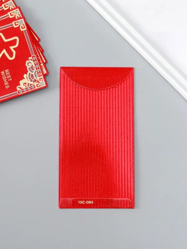 Конверт денежный бумага "Пожелание удачи" набор 6 шт тиснение блеск 9х17 см