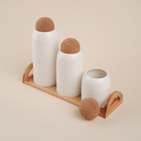 Набор банок фарфоровых для сыпучих продуктов на подставке SL Home &laquo;Тренто&raquo;, 4 предмета: 4 банки 400/650/900 мл, подставка