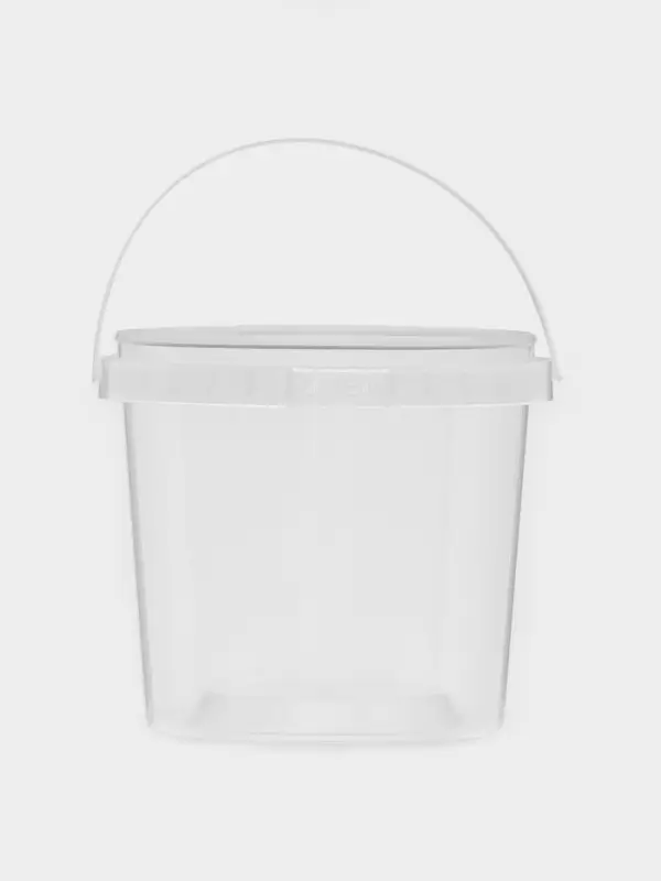 Ведро с ручкой одноразовое, пластик, 1 л, пищевое, прозрачное