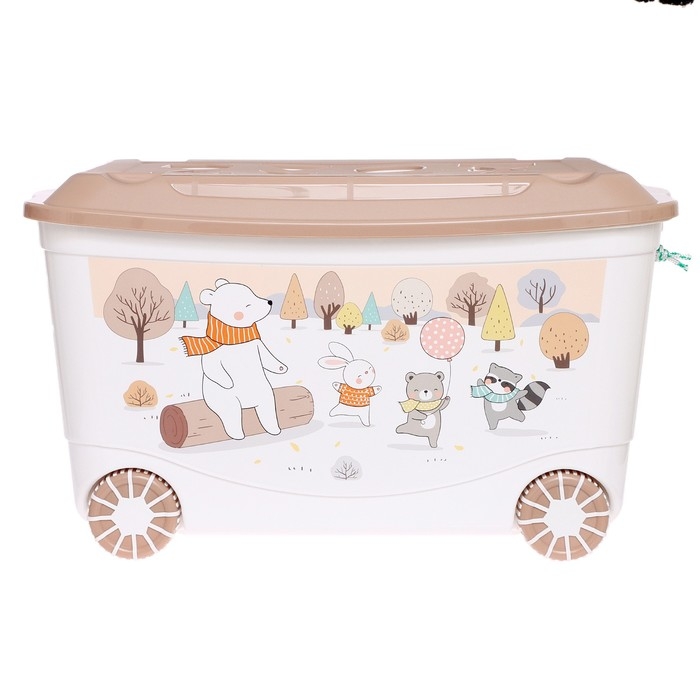 Ящик для игрушек &laquo;Зверушки на опушке&raquo;, на колёсах, с декором, 580 &times; 390 &times; 335 мм
