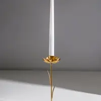 Подсвечник металл на 1 свечу "Жасмин" золото d=2,5 см 9х9х20,5 см