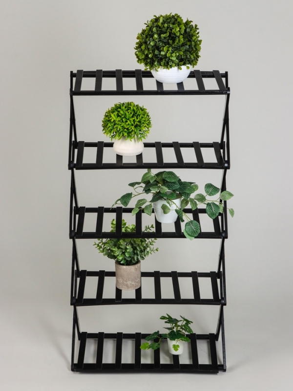 Подставка для цветов Greengo, 5 полок, 50 &times; 25 &times; 89 см, напольная, бамбук, чёрная