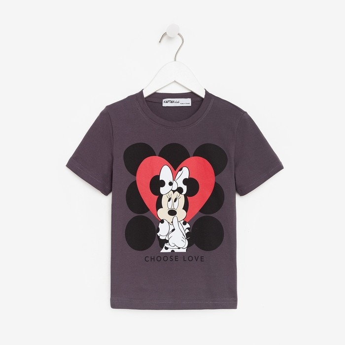 Футболка детская "Choose love" Минни Маус, рост 134-140, серый