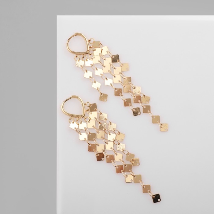 Серьги висячие &laquo;Вечеринка&raquo; грани, цвет золото