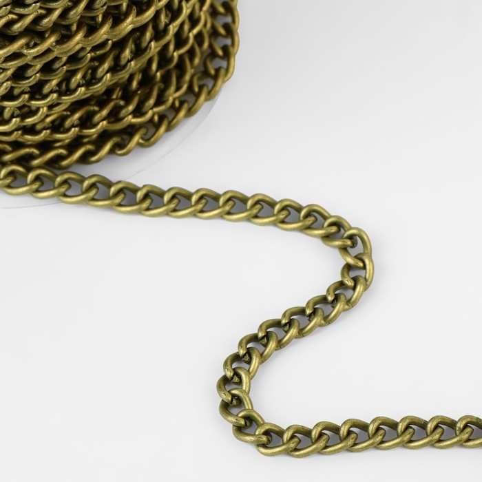 Цепочка для сумки, железная, 4,35 × 5,8 мм, 10 ± 0,5 м, цвет бронзовый Цепочка для сумки, железная, 4,35 × 5,8 мм, 10 ± 0,5 м, цвет бронзовый