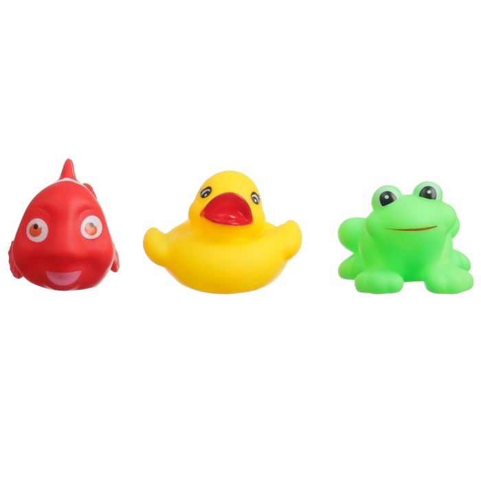 Набор игрушек для ванны "На пруду" + сачок + 3 пвх игрушки, Крошка Я