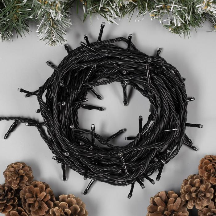 Гирлянда &laquo;Нить&raquo; 10 м, IP44, УМС, тёмная нить, 100 LED, свечение красное, 220 В