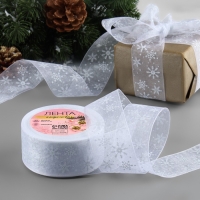 Новый год! Лента капроновая «Снежинки», 40 мм × 23 ± 1 м, цвет серебряный/белый Новый год! Лента капроновая «Снежинки», 40 мм × 23 ± 1 м, цвет серебряный/белый