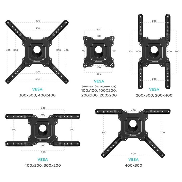 Кронштейн ONKRON M4, для ТВ, наклонно-поворотный, 32 Кронштейн ONKRON M4, для ТВ, наклонно-поворотный, 32"-65", 55-500 мм от стены, черный