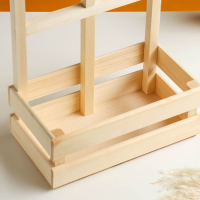 Кашпо деревянное 24,5&times;13,5&times;9/30 см "Букет под окном", с ручкой, натуральный