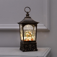 Светодиодная фигура &laquo;Фонарь с новогодним городом&raquo; 13.5 &times; 28.5 &times; 13.5 см, пластик, батарейки ААх3 (не в комплекте), USB, свечение тёплое белое