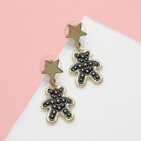 Серьги эмаль «Печенье» мишки и звёздочки, цвет чёрный в золоте Серьги эмаль «Печенье» мишки и звёздочки, цвет чёрный в золоте