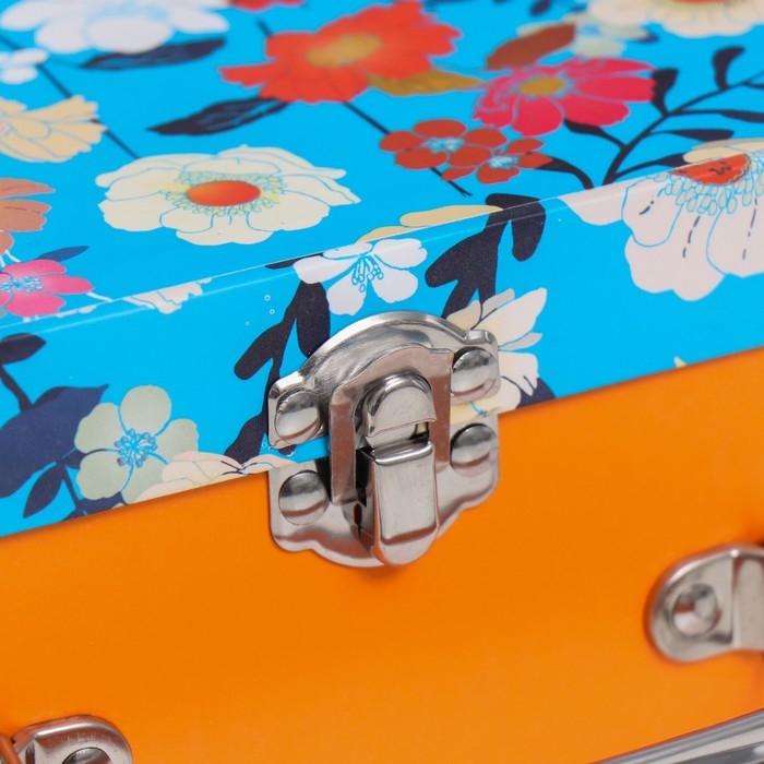 Шкатулка картон сундучок Шкатулка картон сундучок "Цветы на синем" 25х10х18,5 см