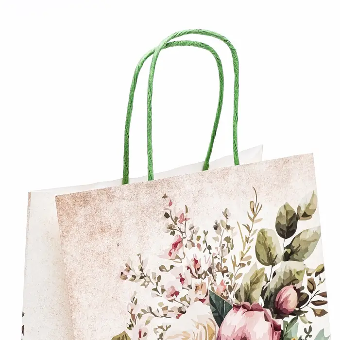 Пакет крафт &laquo;Цветы&raquo; 21&times;11&times;27 см