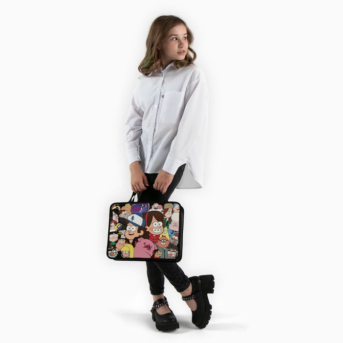 Папка пластиковая с ручками А4, на молнии, 75х330х260 мм, Гравити Фолз