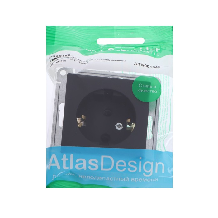 Розетка SE ATLASDESIGN, 16 А, 250 В, встраиваемая, с з/к, шторки, IP20, карбон, ATN001045 Розетка SE ATLASDESIGN, 16 А, 250 В, встраиваемая, с з/к, шторки, IP20, карбон, ATN001045