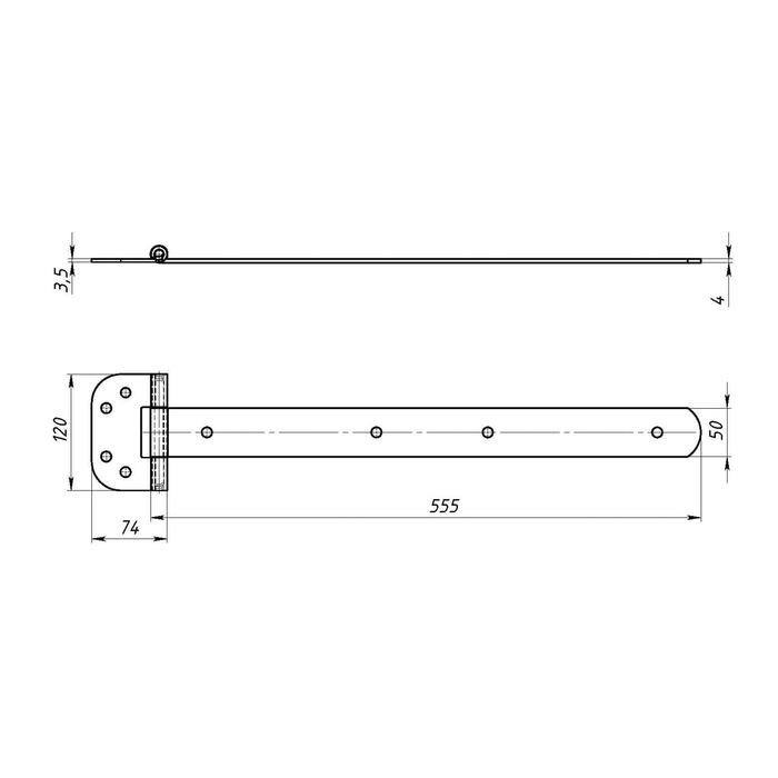 Петля стрела ТУНДРА ПС-550, без покрытия, 1 шт.