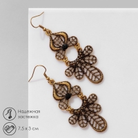 Серьги «Ажур» листья, цвет чёрный в чернёном золоте, 7,5 см Серьги «Ажур» листья, цвет чёрный в чернёном золоте, 7,5 см