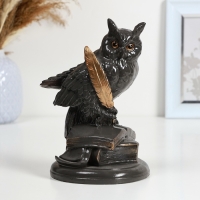 Копилка "Сова на книге" серый бронза, 21см