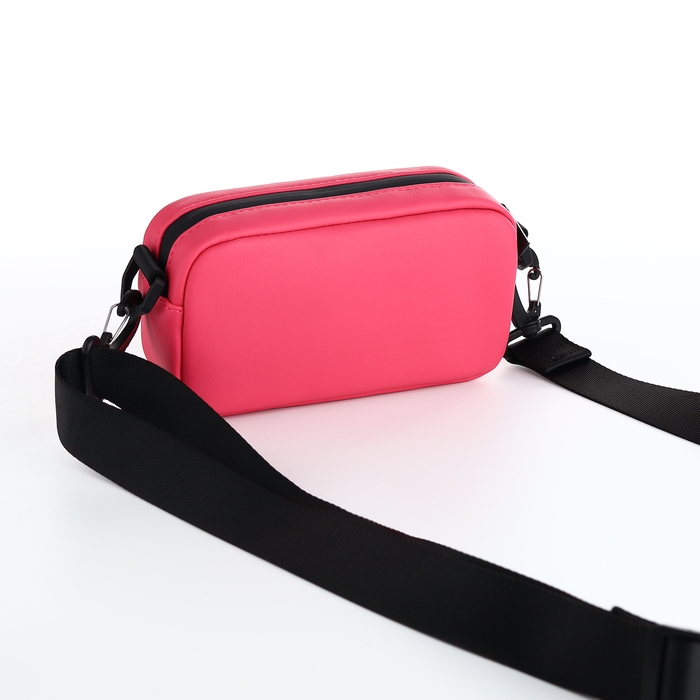 Сумка женская на молнии, TEXTURA, маленький размер, длинный ремень, цвет фуксия