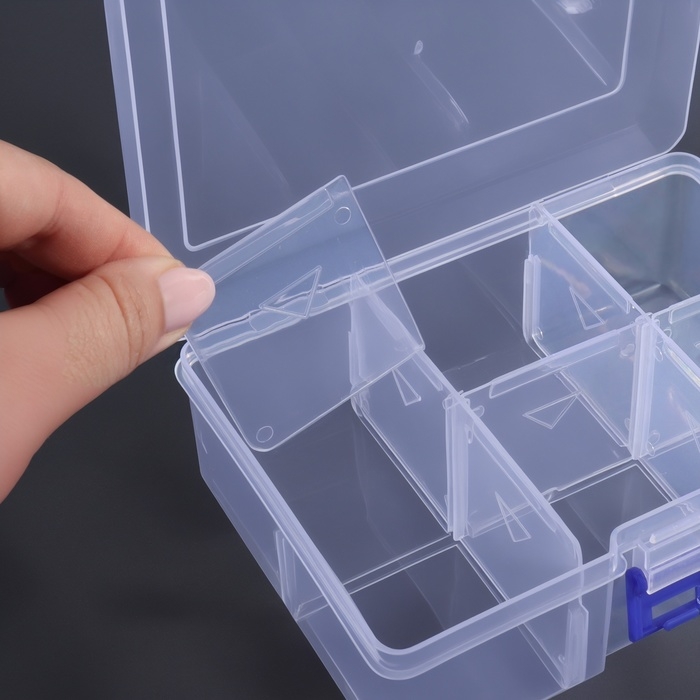 Органайзер для декора, передвижные ячейки, 6 ячеек, 16,5 × 12 × 5,8 см, цвет прозрачный Органайзер для декора, передвижные ячейки, 6 ячеек, 16,5 × 12 × 5,8 см, цвет прозрачный