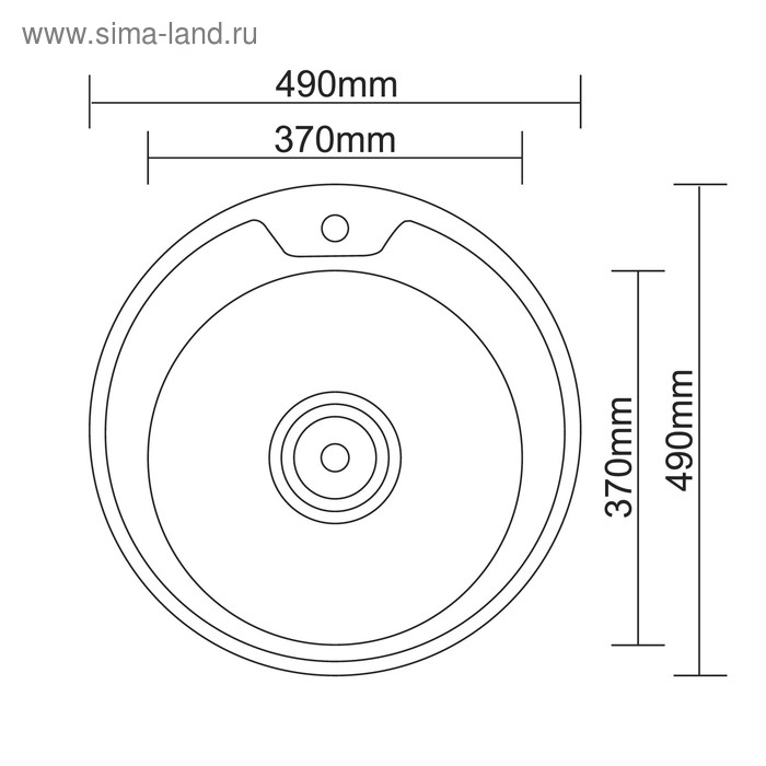 Мойка кухонная Accoona AB4949, врезная, круглая, толщина 0.6 мм, 490х165 мм, глянец Мойка кухонная Accoona AB4949, врезная, круглая, толщина 0.6 мм, 490х165 мм, глянец