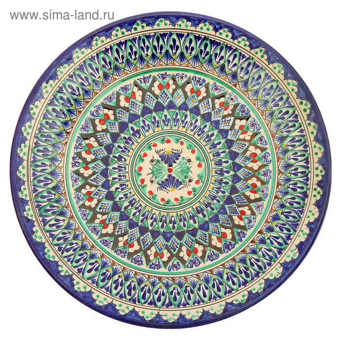 Тарелка Риштанская Керамика Тарелка Риштанская Керамика "Узоры", 27 см, синяя микс