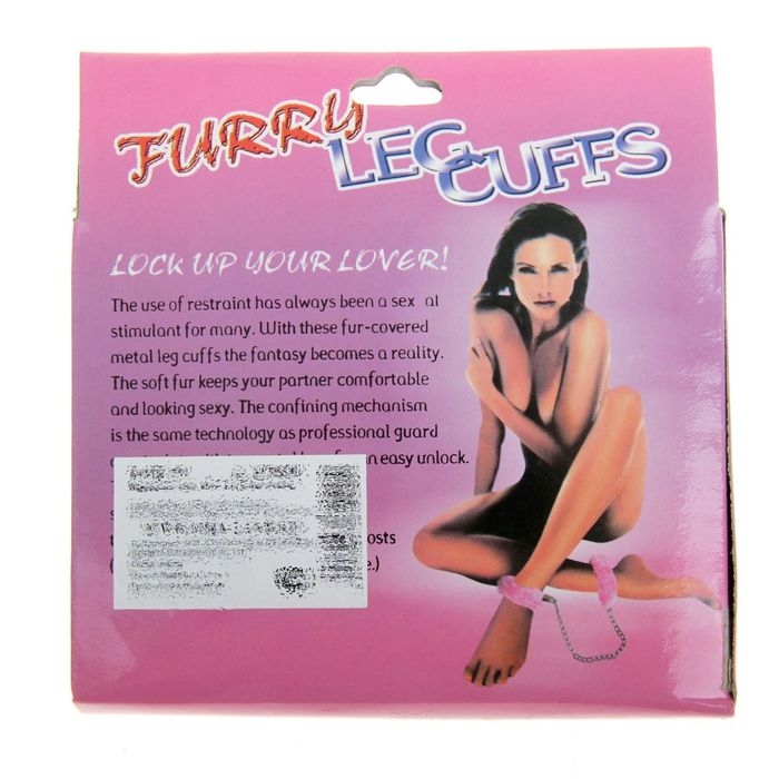 Наручники с мехом, на цепочке, цвета МИКС