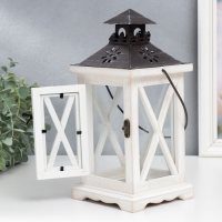 Подсвечник дерево на 1 свечу "Фонарь со ставнями" беж 28х12,5х12,5 см